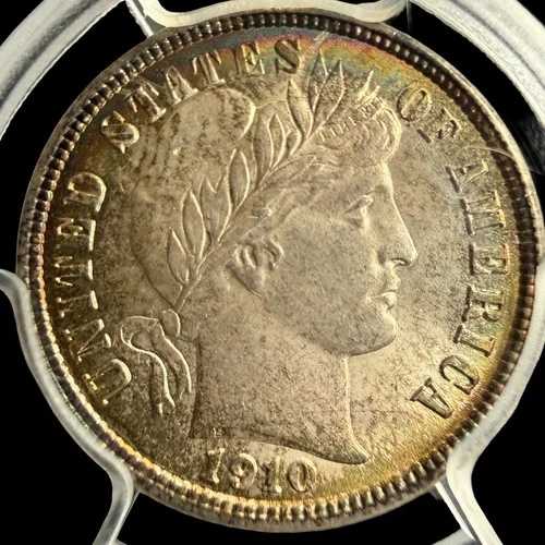 1910年 バーバー シルバー ダイム 10セント - PCGS MS66 トーン - 高品位 - 0367|WORLD RESOURCE【QUEEN店】