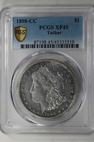 1890-CC 1.00 PCGS XF45 テールバー モルガン銀貨、ミス・リバティ・ヘッド・ドル|WORLD RESOURCE【QUEEN店】