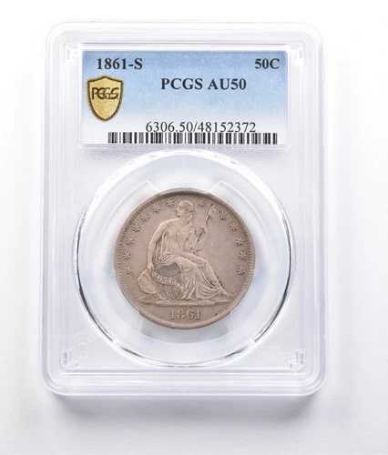 1861-S 着席リバティハーフドル AU50 PCGS PQ *7226|WORLD RESOURCE【QUEEN店】