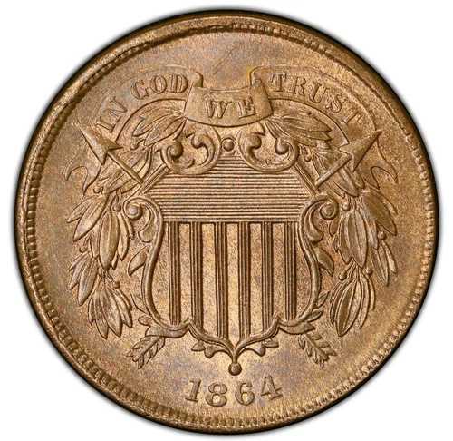 1864年 2セント硬貨 ラージモットー - PCGS MS64RB - 非常に冷たく見える MS66 - 素晴らしい|WORLD RESOURCE【QUEEN店】