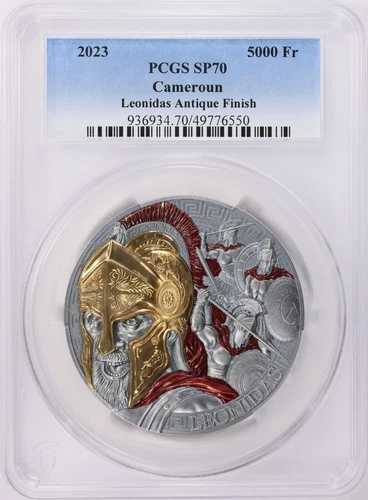 2023年 カメルーン スパルタ王レオニダス 偉大なる司令官 5オンス 銀貨 PCGS SP70|WORLD RESOURCE【QUEEN店】