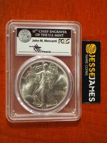 1986年 $1 シルバーイーグル PCGS MS69 ファーストストライク ジョン・マーカンティ サイン入り ブラックラベル｜WORLD RESOURCE【QUEEN店】