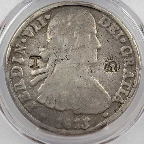 1813年 メキシコ チワワ 8レアル シルバー鋳造 暫定発行 PCGS F 詳細 *H490|WORLD RESOURCE【QUEEN店】