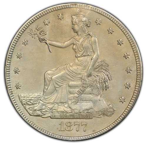 1877-S 貿易ドル - 非常に魅力的なシングルチョップマーク - PCGS AU 詳細|WORLD RESOURCE【QUEEN店】