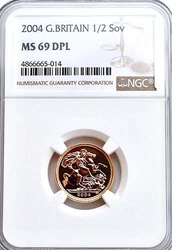 2004年 ゴールド ハーフソブリン NGC MS69 DPL グレートブリテン 1/2 ソブリン UK