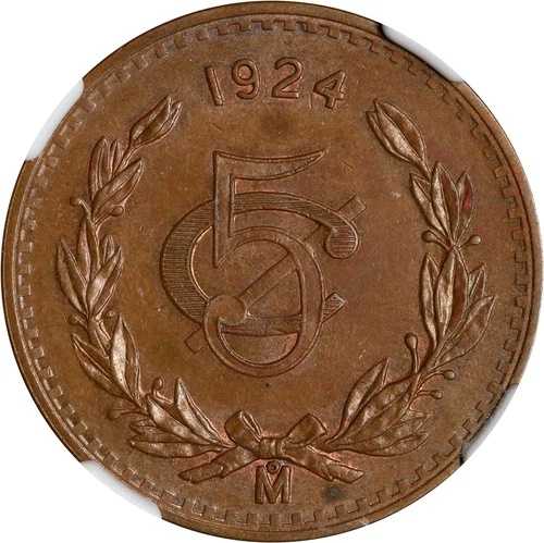 メキシコ エスタドス ウニドス 1924 5 センタボス コイン NGC 認定 未流通 MS64-BN｜WORLD RESOURCE【QUEEN店】