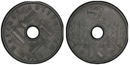 PCGS MS-62 ナチス卍 1940-A 10 ライヒスクレディトカッセン コイン-ドイツ第三帝国造幣局｜WORLD RESOURCE【QUEEN店】