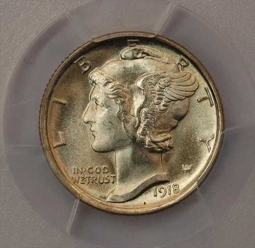1918-D マーキュリーダイム PCGS MS65|WORLD RESOURCE【QUEEN店】