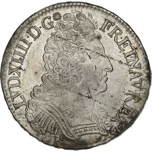 [#135635] フランス、ルイ 14 世、エクオ 3 クロンヌ、1709 年、レンヌ、シルバー、AU(50-53)