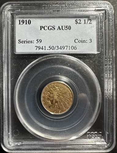 1910年 2.50ドル インディアンゴールドクォーターイーグル PCGS AU50