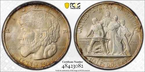 1936年 P クラシック記念エルジン、イリノイ州、センテニアル PCGS MS-67 CAC