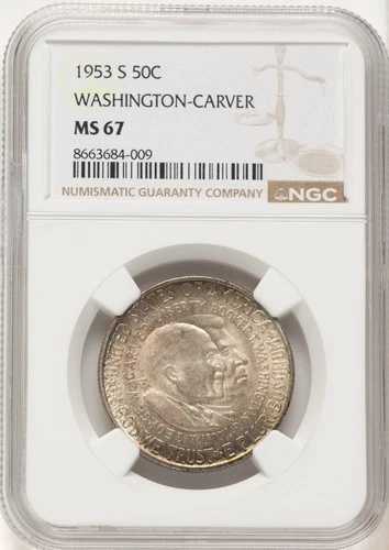 1953-S 50C ワシントン・カーバー記念銀貨 NGC MS67 (781731113)