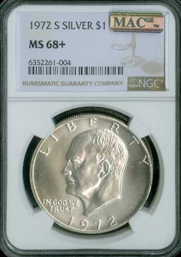 1972年 Sアイゼンハワー シルバードル NGC MS68+ プラス 2ND 最高級 MAC スポットレス A 69。-｜WORLD RESOURCE【QUEEN店】