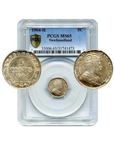 1904-H ニューファンドランド 5セント - GEM 未流通、PCGS MS65｜WORLD RESOURCE【QUEEN店】