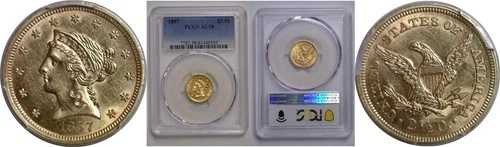 1857年 2.5ドル リバティ PCGS AU-58