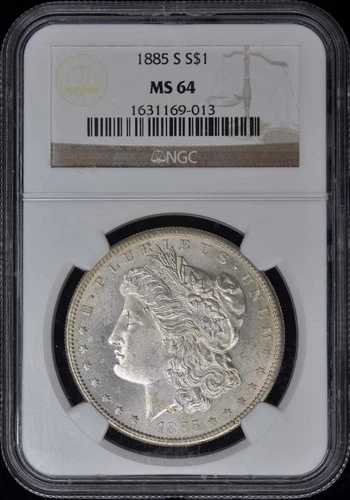 1885-S モルガン・ダラー S$1 NGC MS64
