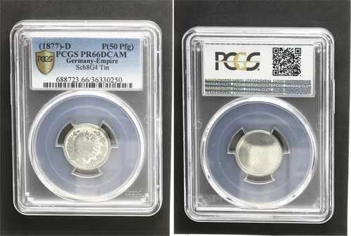 サンプルミント エンパイア 50 ペニヒ (イーグル面のみ) 1877 (D) PCGS PR66DCAM-