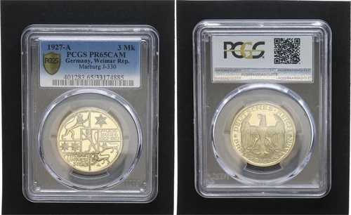 3 ライヒスマルク J.330 マールブルク大学 1927 A プルーフ PR65CAM 93306-