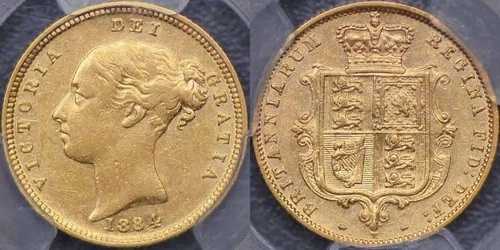 1884年メルボルンハーフソブリン - PCGS AU50｜WORLD RESOURCE【QUEEN店】