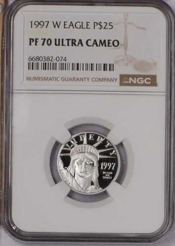 1997-W プラチナイーグル 1/4オンス $25 NGC PF70 ウルトラカメオ。送料無料。