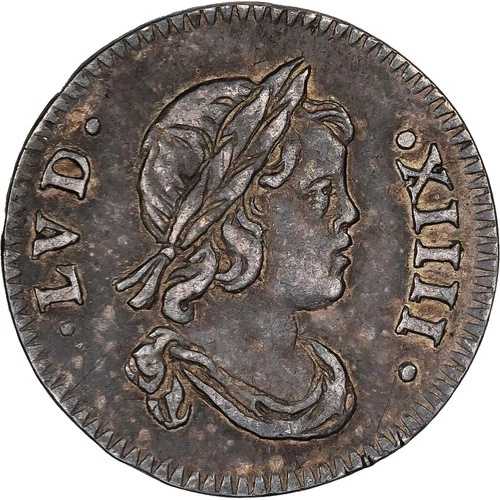 [#981614] フランス、ルイ14世、1/24エクイキュ（30デニール）、1644年、パリ、銀、AU 215,600円