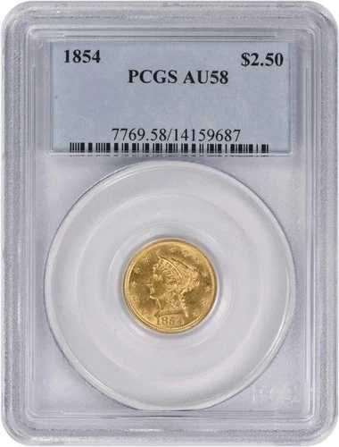 1854年 $2.50 ゴールドリバティヘッド AU58 PCGS-