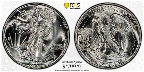 1942年ウォーキング・リバティ・ハーフダラー PCGS MS-67 ブラストホワイト PQ