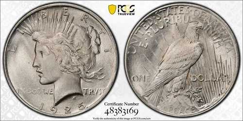1925年 P ピース銀貨 PCGS MS-66 CAC