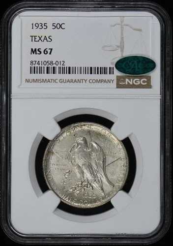 テキサス 1935年 シルバー記念 50セント NGC MS67 (CAC)