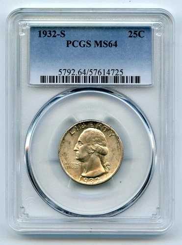 1932-S 25セントワシントンクォーター PCGS MS-64 - GC348