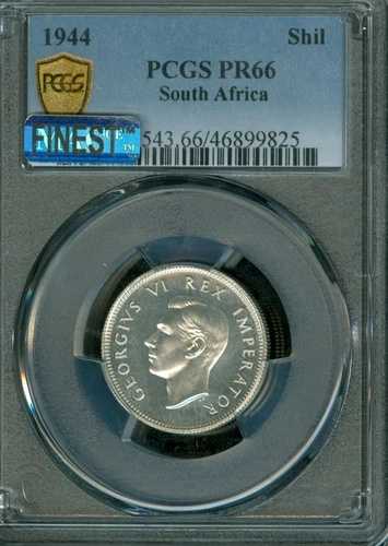 1944年 南アフリカ 1シリング PCGS PR66 MAC 最高級 スポットレス 150枚 鋳造カメオ *