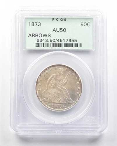 1873年 シーティングリバティハーフダラーアローズ AU50 PCGS OGH PQ *1814