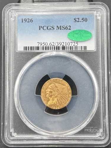 1926年 P $2.5 金インディアンヘッドクォーターイーグル、PCGS MS 62 CAC｜WORLD RESOURCE【QUEEN店】