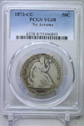 1873年-CC 着席リバティハーフドル 矢なし 50セント PCGS VG08 #6893