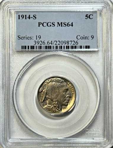 1914-S バッファローニッケル ? PCGS MS64 ? アーリーSミントビースト！ジェムセミキーデート！