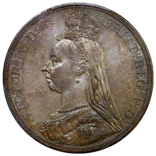 1889年 イギリス 1クラウン ラージ シルバー コイン PCGS MS62 美しい色調!