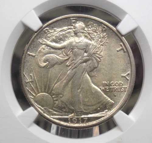 1917年製「D」ウォーキング・リバティ *表面* ハーフドル 50セント PCGS MS60 #014 Unc ECC&C, Inc