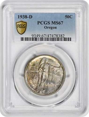 オレゴン記念銀貨ハーフドル 1938-D MS67 PCGS 217,250円