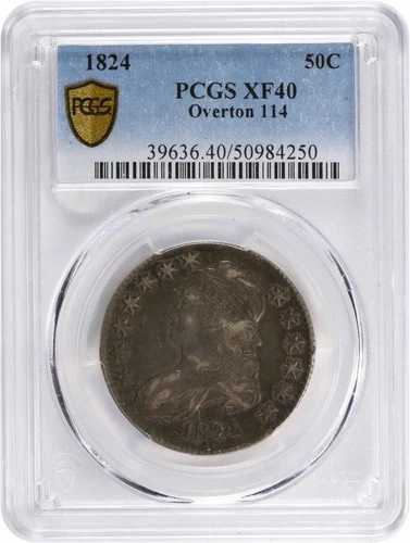 1824年 胸像 銀貨 ハーフドル O-114 EF40 PCGS 217,250円
