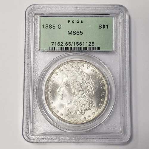 1885年 O モーガン銀貨 1ドル PCGS MS65 旧グリーンラベル 優良日付コイン JP1128