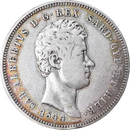 [#874587] コイン、イタリア州、サルデーニャ、カルロ アルベルト、2 リラ、1844 年、トリノ、E｜WORLD RESOURCE【QUEEN店】