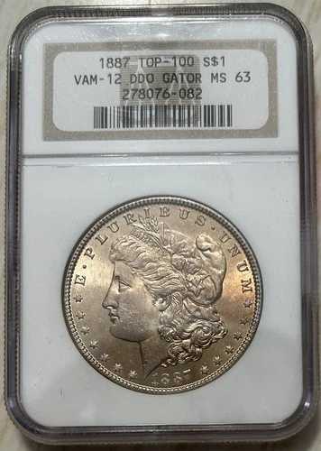 1887年 モーガン・ダラー $1 トップ100 VAM-12 DDO ゲイターアイ MS 63 * トーン加工 * ダブルダイ
