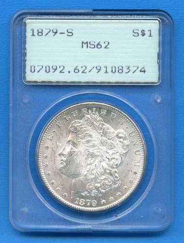 1879 S PCGS MS62 モルガンシルバー 1ドル 米国造幣局コイン 1879-S MS-62 レア ラトラー