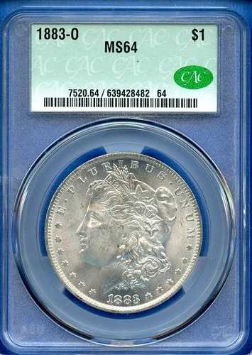 1883 O CACG MS64 モルガン銀貨 1ドル 米国造幣局コイン 1883-O MS-64 CAC