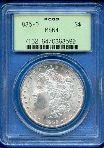 1885年 O PCGS MS64 モーガンシルバー ドル $1 US代替同様 1885-O MS-64 OGH ブラスト ホワイト-