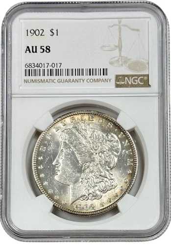 1902年 モルガン銀貨 1ドル硬貨 NGC AU 58