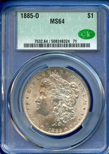 1885 O CACG MS64 モルガン銀貨 1ドル 米国造幣局コイン 1885-O MS-64 CAC