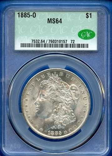 1885 O CACG MS64 モルガン銀貨 1ドル 米国造幣局コイン 1885-O MS-64 CAC