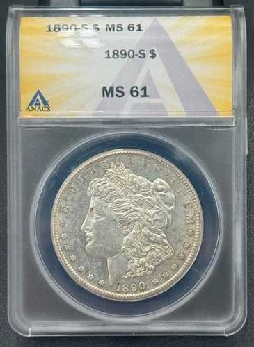 1890年 S モーガン 90% 銀貨 NGC MS 61、セミキーデートコイン