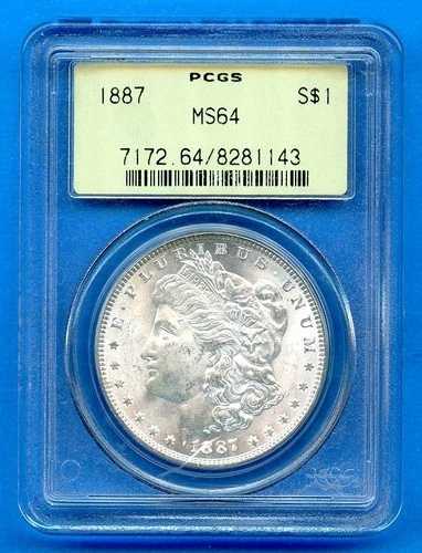 1887 P PCGS MS64 モルガン銀貨 1ドル 米国造幣局 1887-P MS-64 ブラストホワイト OGH
